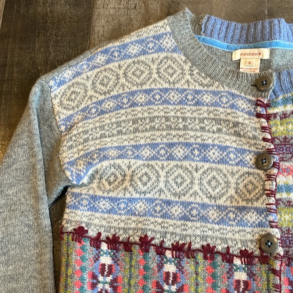 Sundance Fair Aisle Patchwork Wool Duster Cardigan - image 3